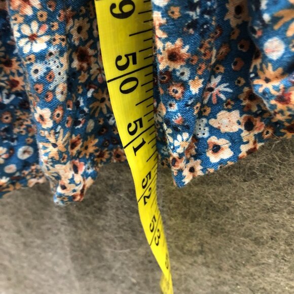 Sonoma Tiered Maxi Dress Womens 3X Blue Floral Short Sleeve V-Neck Button Front - Picture 7 of 10